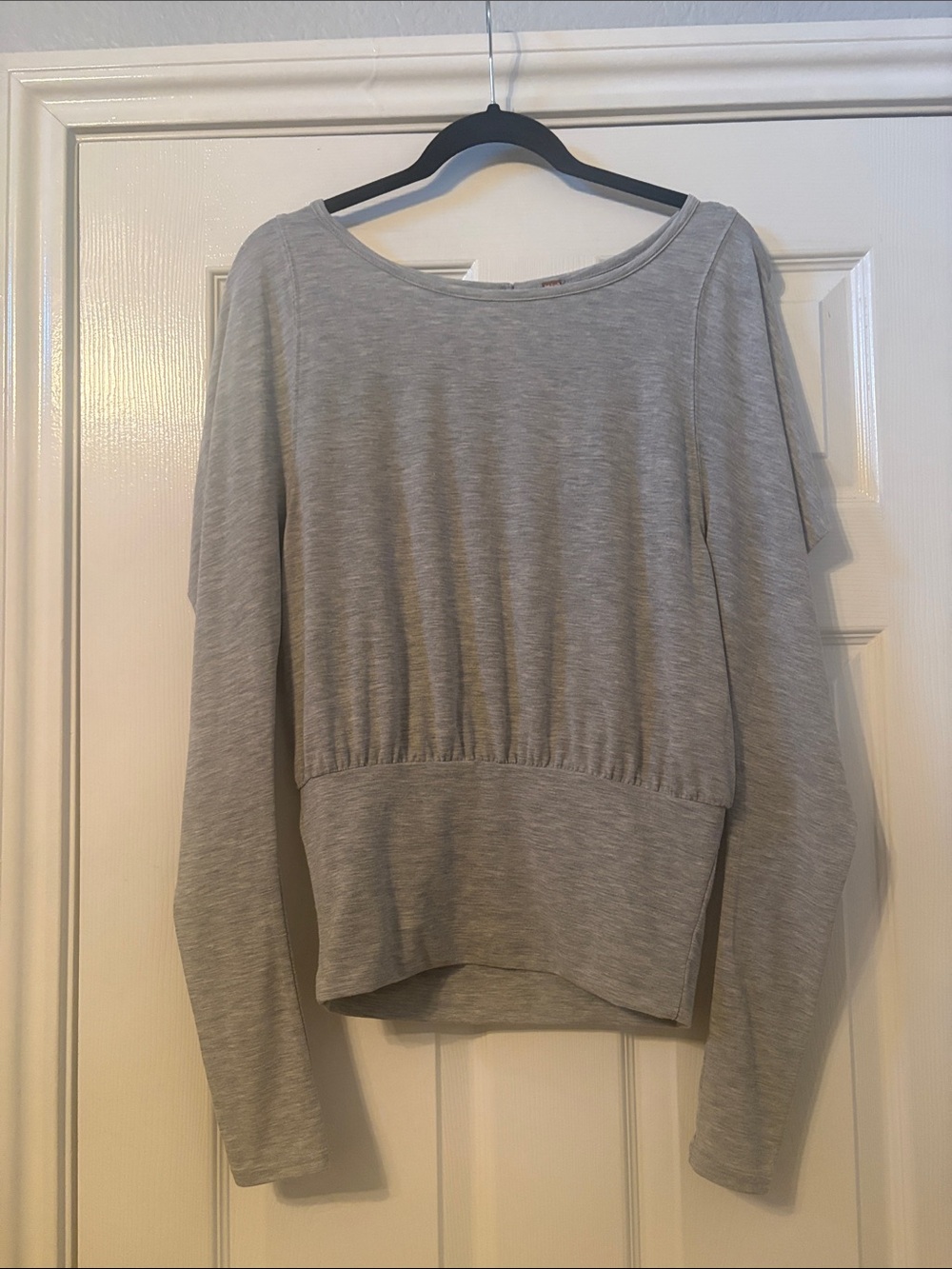Free People Light Heather Gray Wide Scoop Neck Sweatshirt